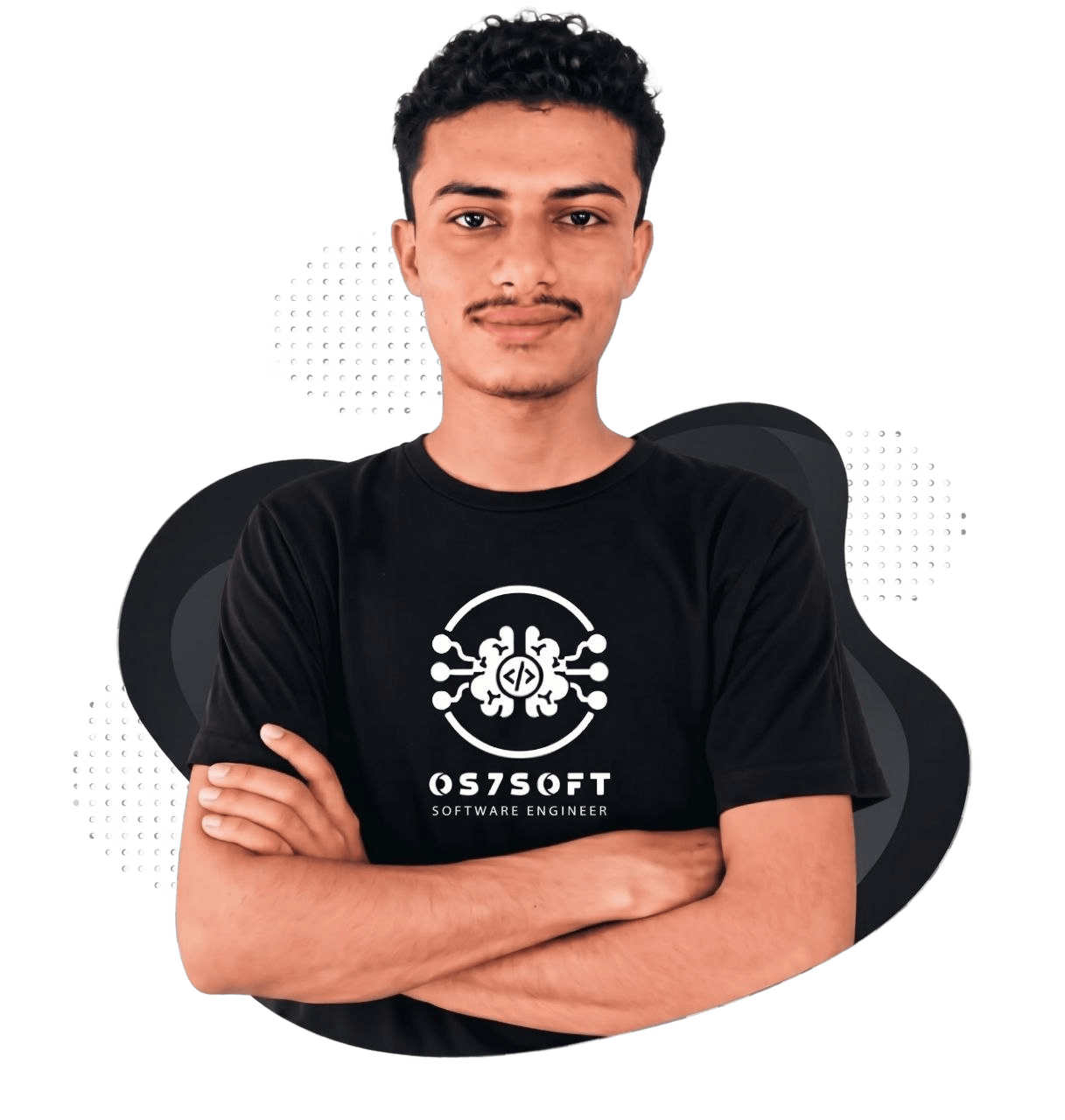 Osama Yeslam Badhrous wearing an OS7SOFT shirt